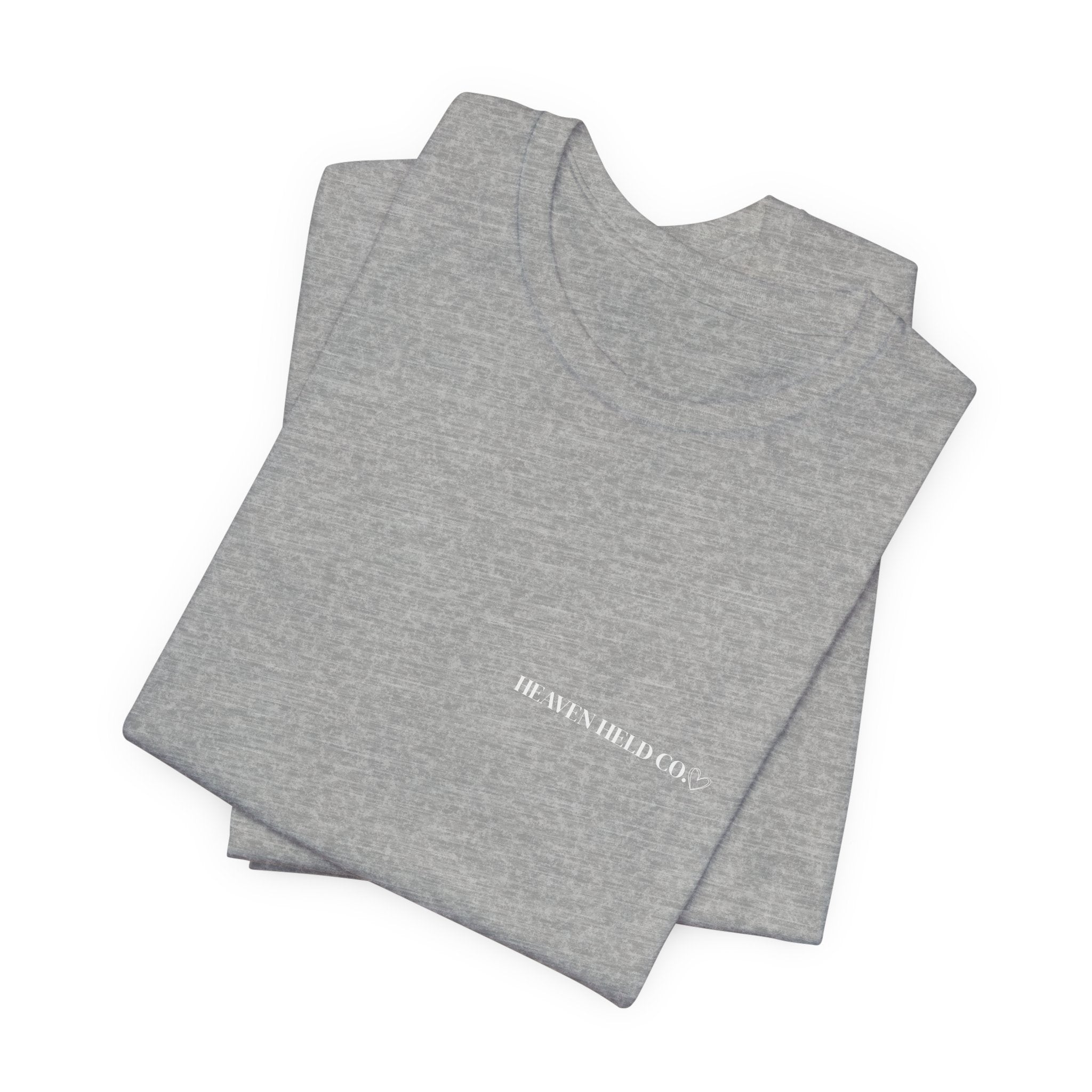 Forever Held Tee | Minimal Front + Heart Back Graphic | Unisex Inspiration Shirt