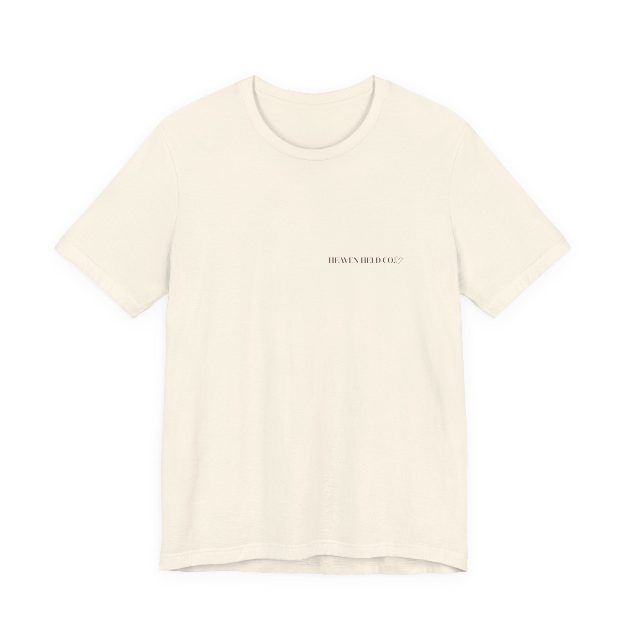 Forever Held Tee | Minimal Front + Heart Back Graphic | Unisex Inspiration Shirt
