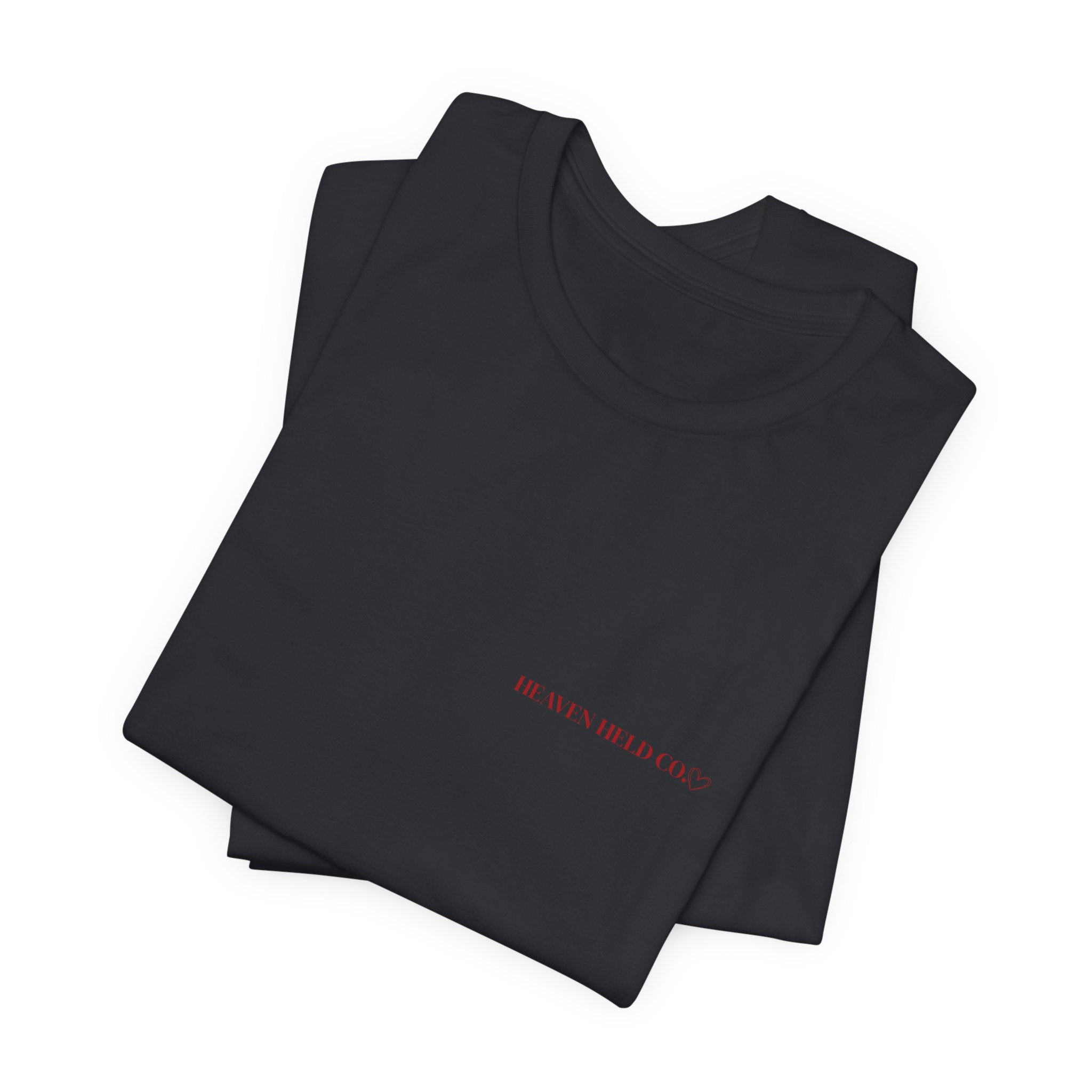Forever Held Tee | Minimal Front + Heart Back Graphic | Unisex Inspiration Shirt