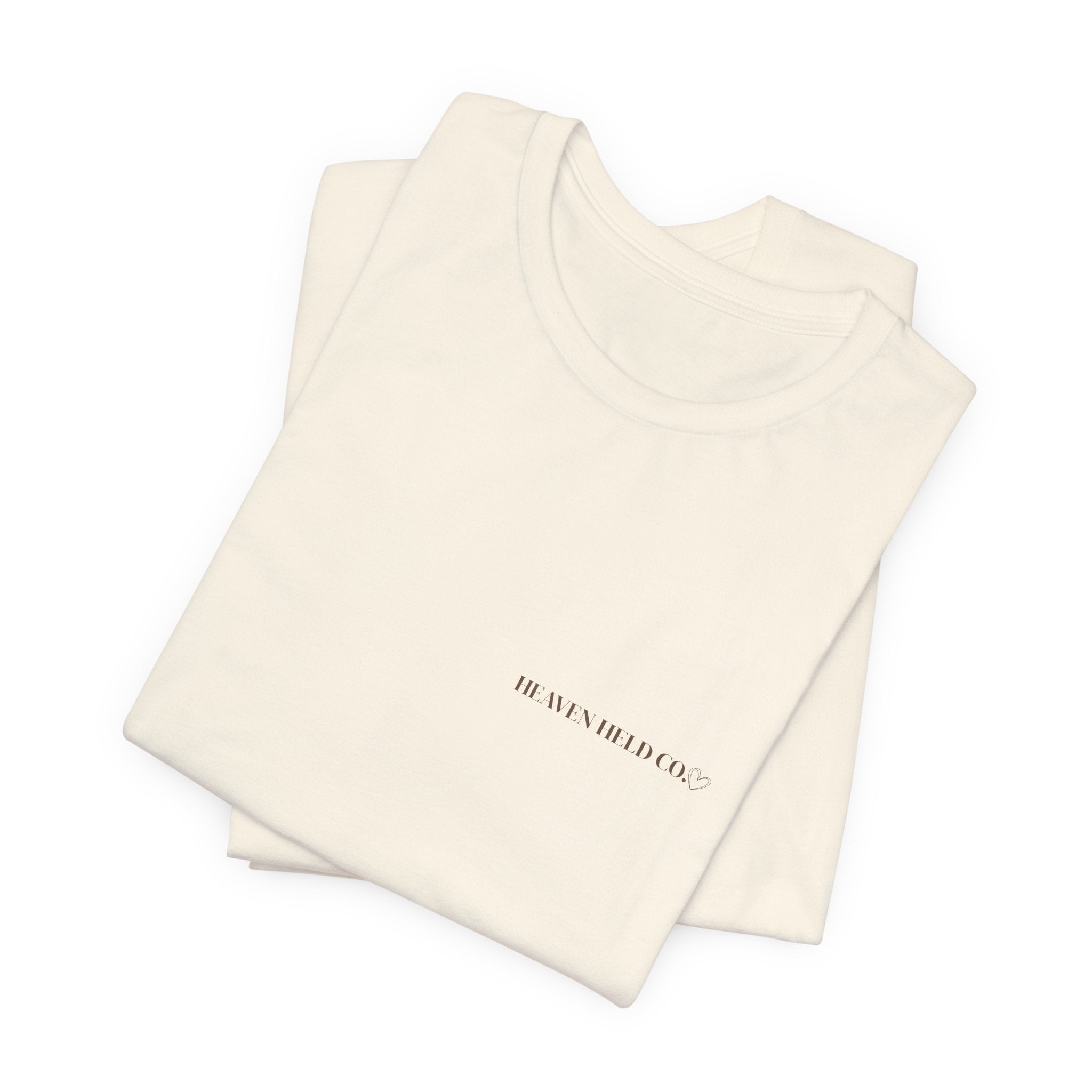 Forever Held Tee | Minimal Front + Heart Back Graphic | Unisex Inspiration Shirt